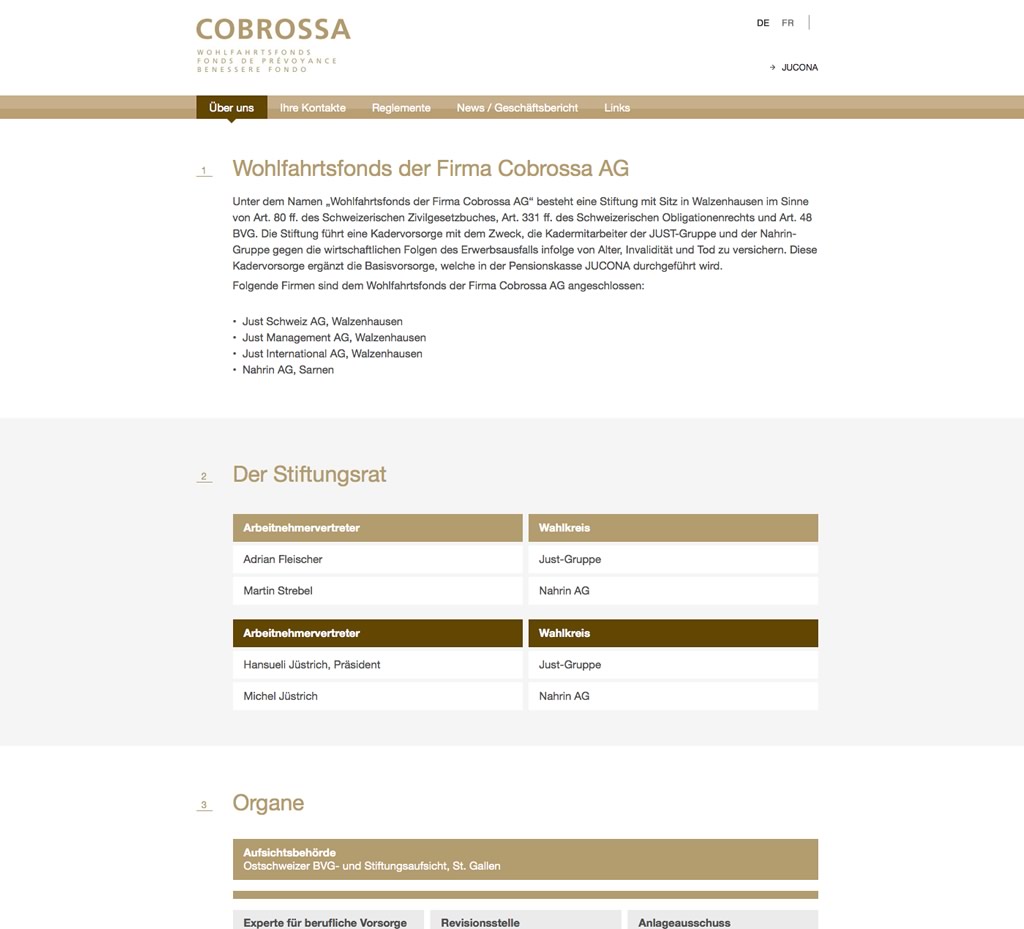 Cobrossa, fund, board of trustees, website, homepage, programming, development, web design, web, internet presence, company, corporate, weblooks