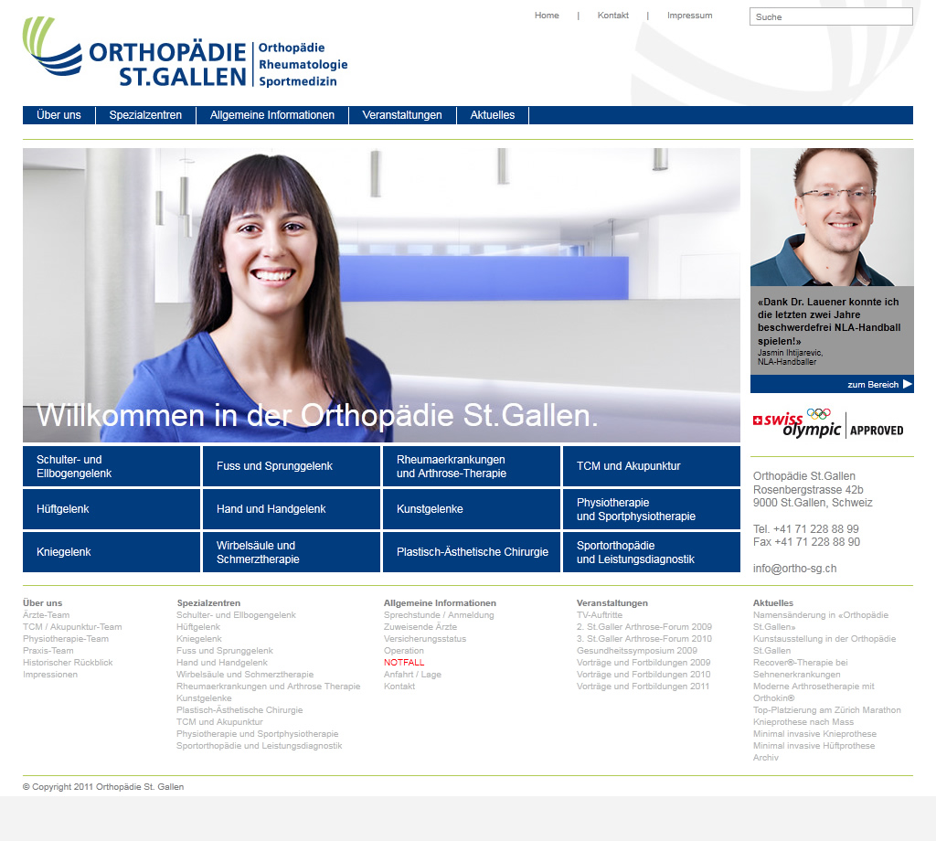 Orthopädie, St. Gallen, Website, Homepage, Programmierung, Entwicklung, Webdesign, Web, Internetauftritt, Firma, Unternehmen